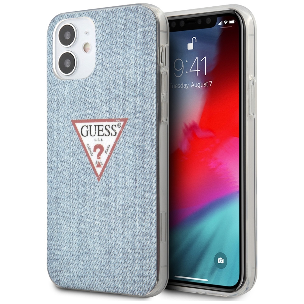 Guess GUHCP12SPCUJULLB iPhone 12 mini 5.4" mėlynas/šviesiai mėlynas kietas dėklas Jeans kolekcija