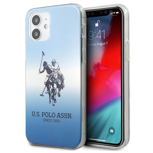 US Polo Assn. Gradient Pattern Collection dėklas, skirtas iPhone 12 mini, mėlynas