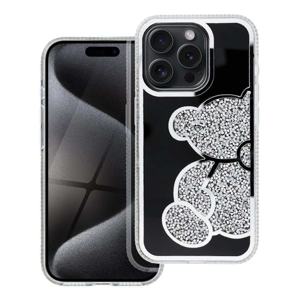 TEDDY BEAR dėklas telefonui IPHONE 15 sidabrinis