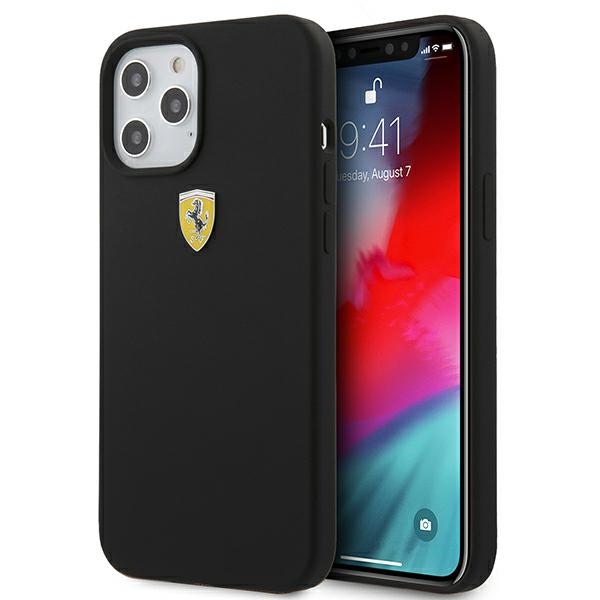 Ferrari FESSIHCP12LBK iPhone 12 Pro Max 6.7" juodas/juodas kietas dėklas On Track Silicone
