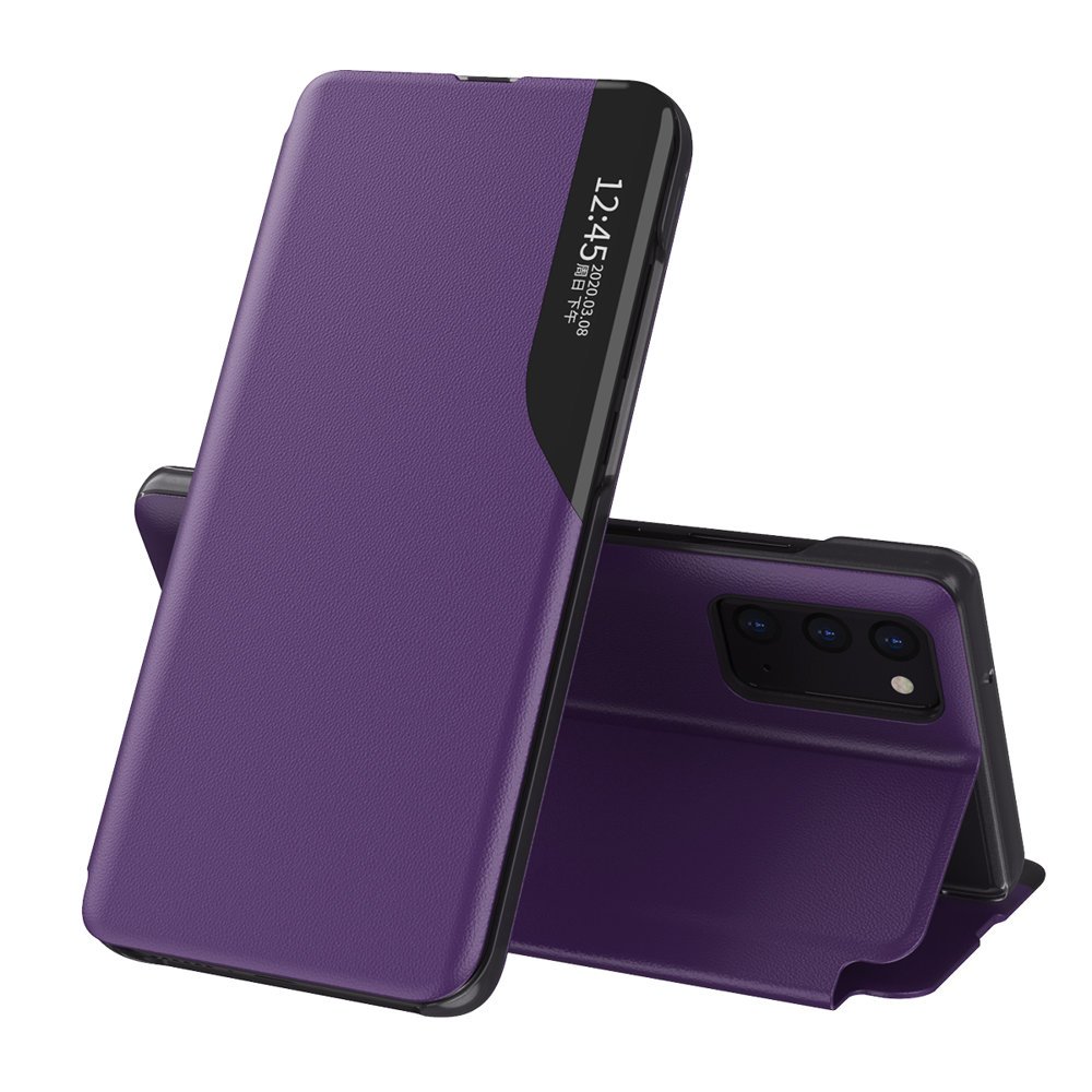 Dėklas telefonui Samsung Galaxy A72 4G violetinis su stovu, Eco Leather View Case