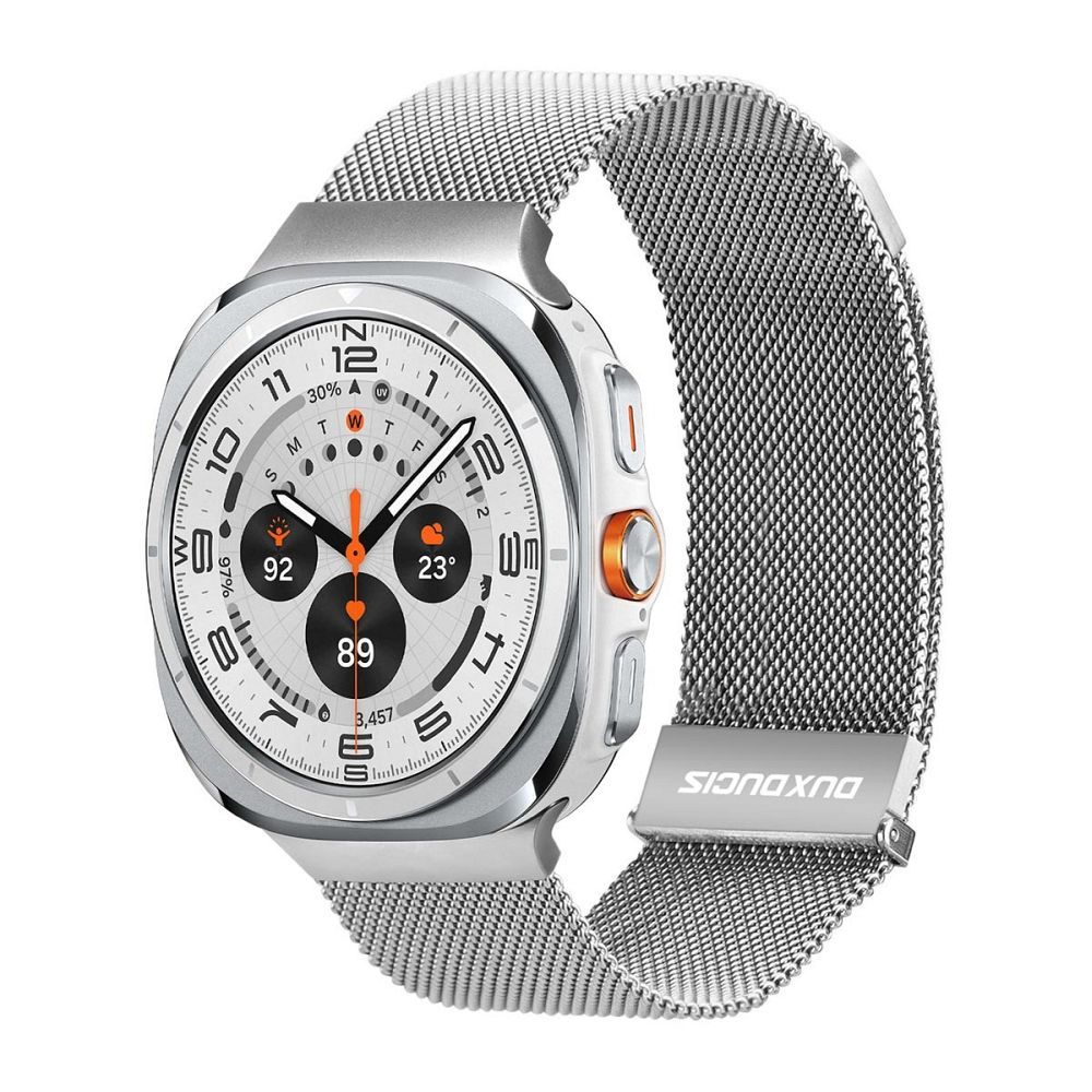DUX DUCIS laikrodžio dirželis MILANESE nerūdijančio plieno magnetinis 47 mm sidabro spalvos