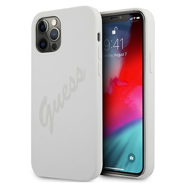 Guess GUHCP12LLSVSCR iPhone 12 Pro Max 6.7" kreminis kietasis dėklas Script Vintage