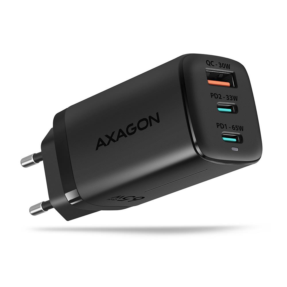 Sieninis USB įkroviklis 65W GaN 3 prievadų ACU-DPQ65 Axagon