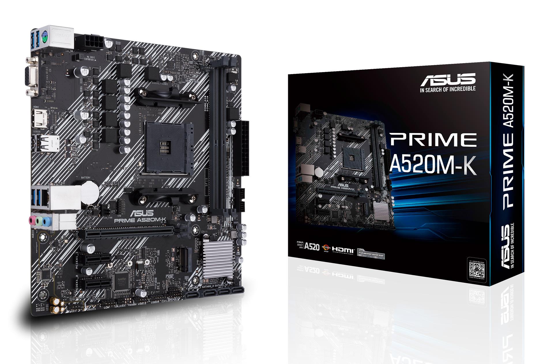 Pagrindinė plokštė ASUS Prime A520M-K AMD A520 SAM4 DDR4 MicroATX