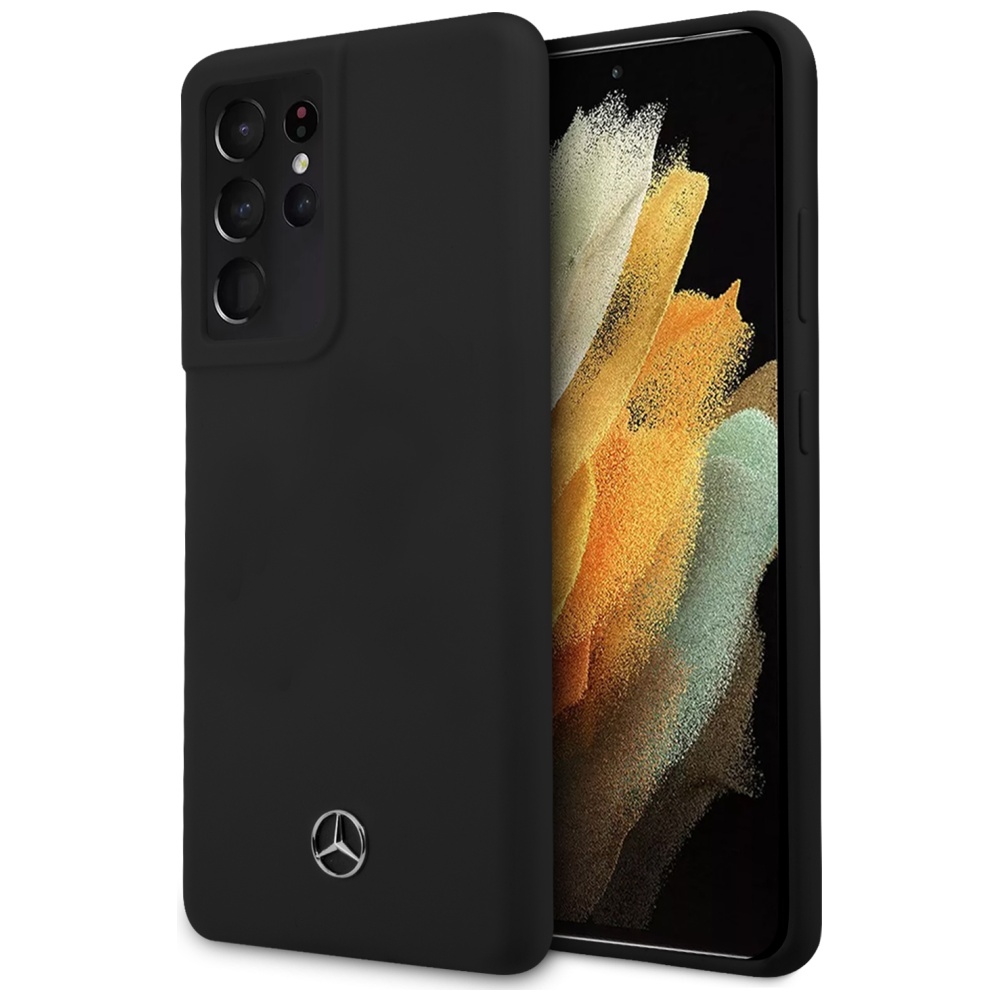 Dėklas telefonui Mercedes Silikoninis Line dėklas Samsung Galaxy S21 Ultra juodas