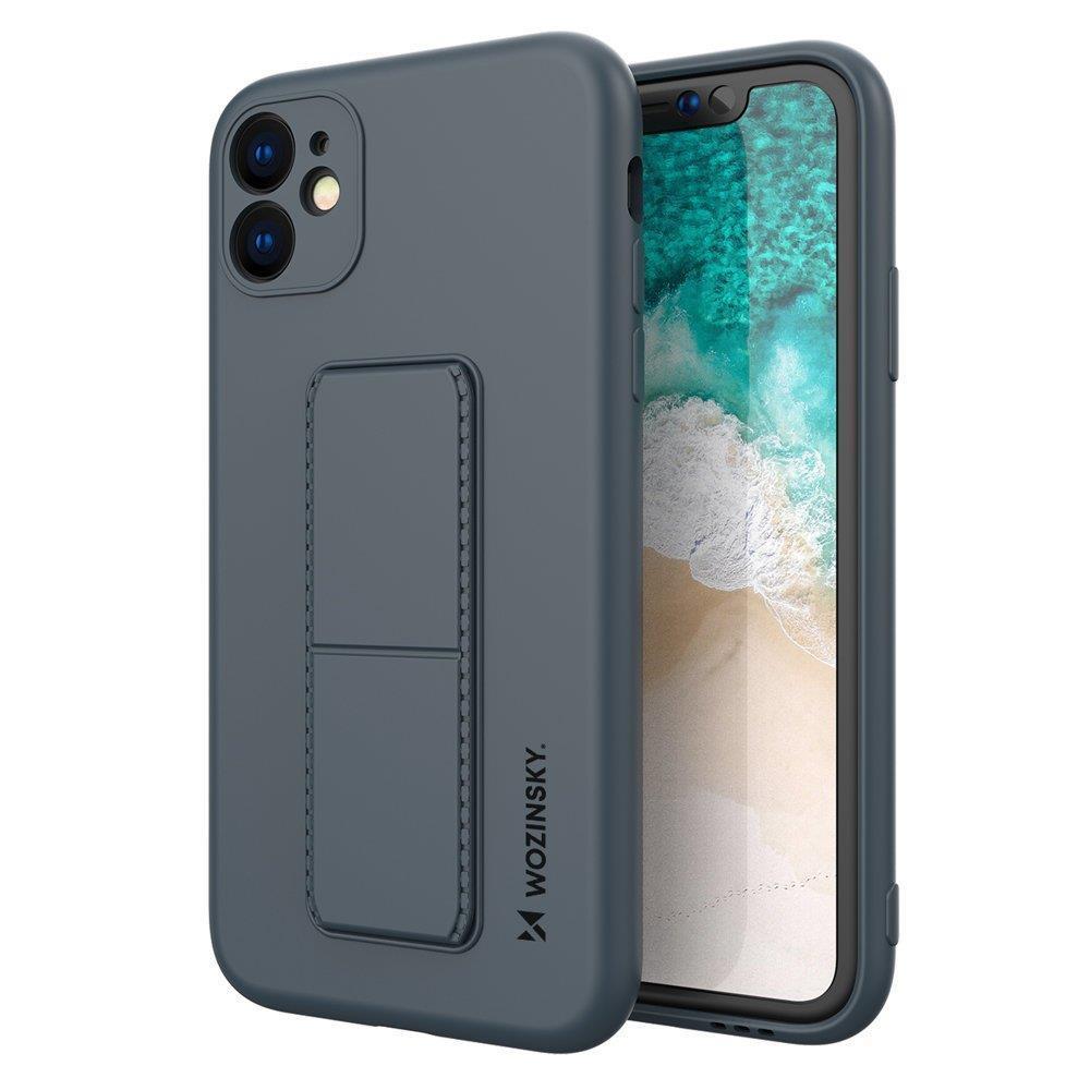 Wozinsky Dėklas telefonui su stovu iPhone 12 Pro silikoninis dėklas tamsiai mėlyna