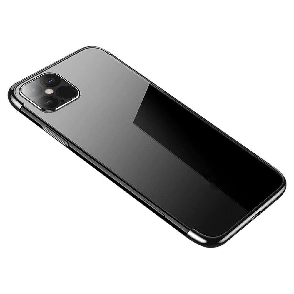 Skaidrus spalvotas dėklas Gel TPU su elektroplokštės rėmeliu Xiaomi Mi 11 juodas
