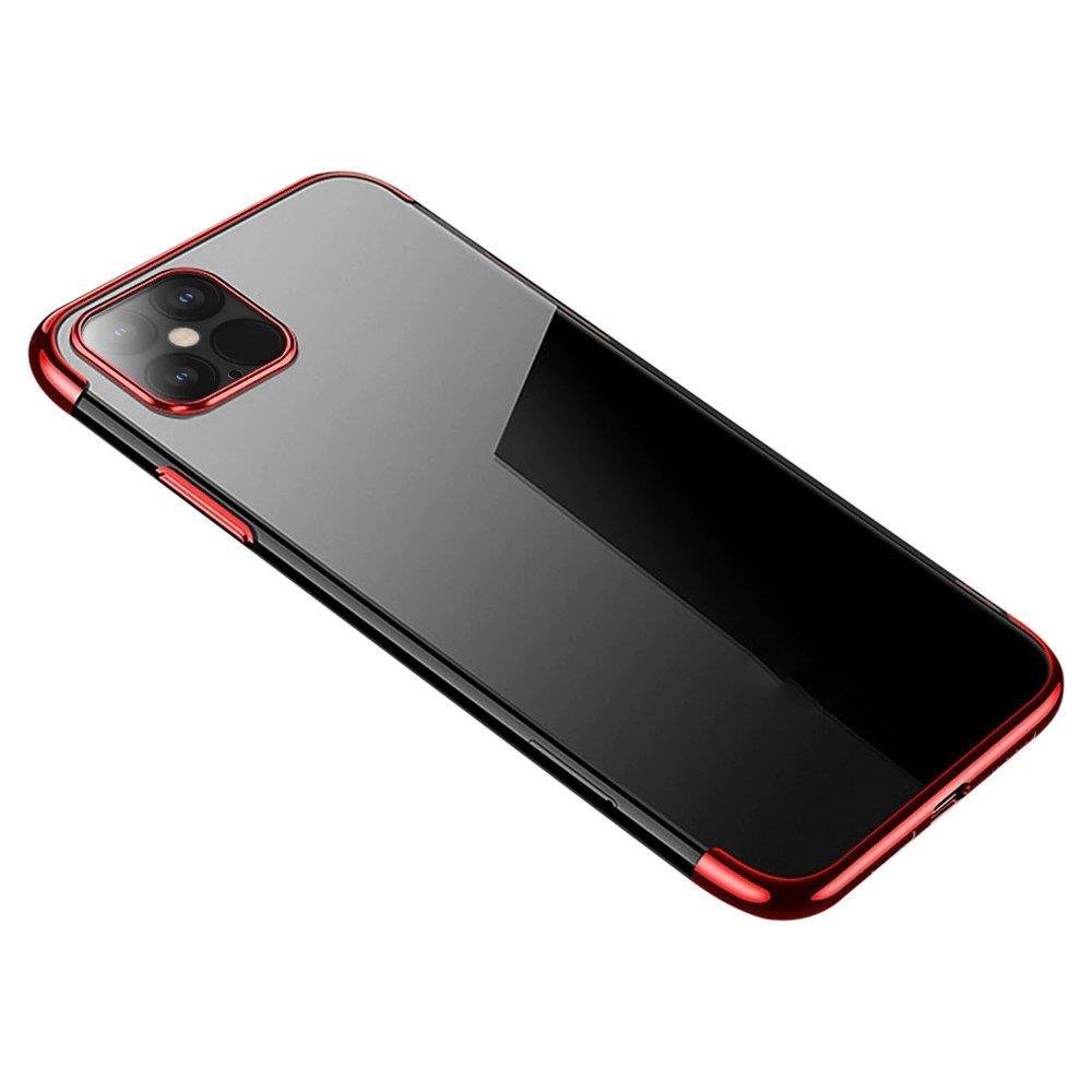 Skaidrus spalvotas dėklas Gel TPU su elektroplokštės rėmeliu Xiaomi Mi 11 raudonas