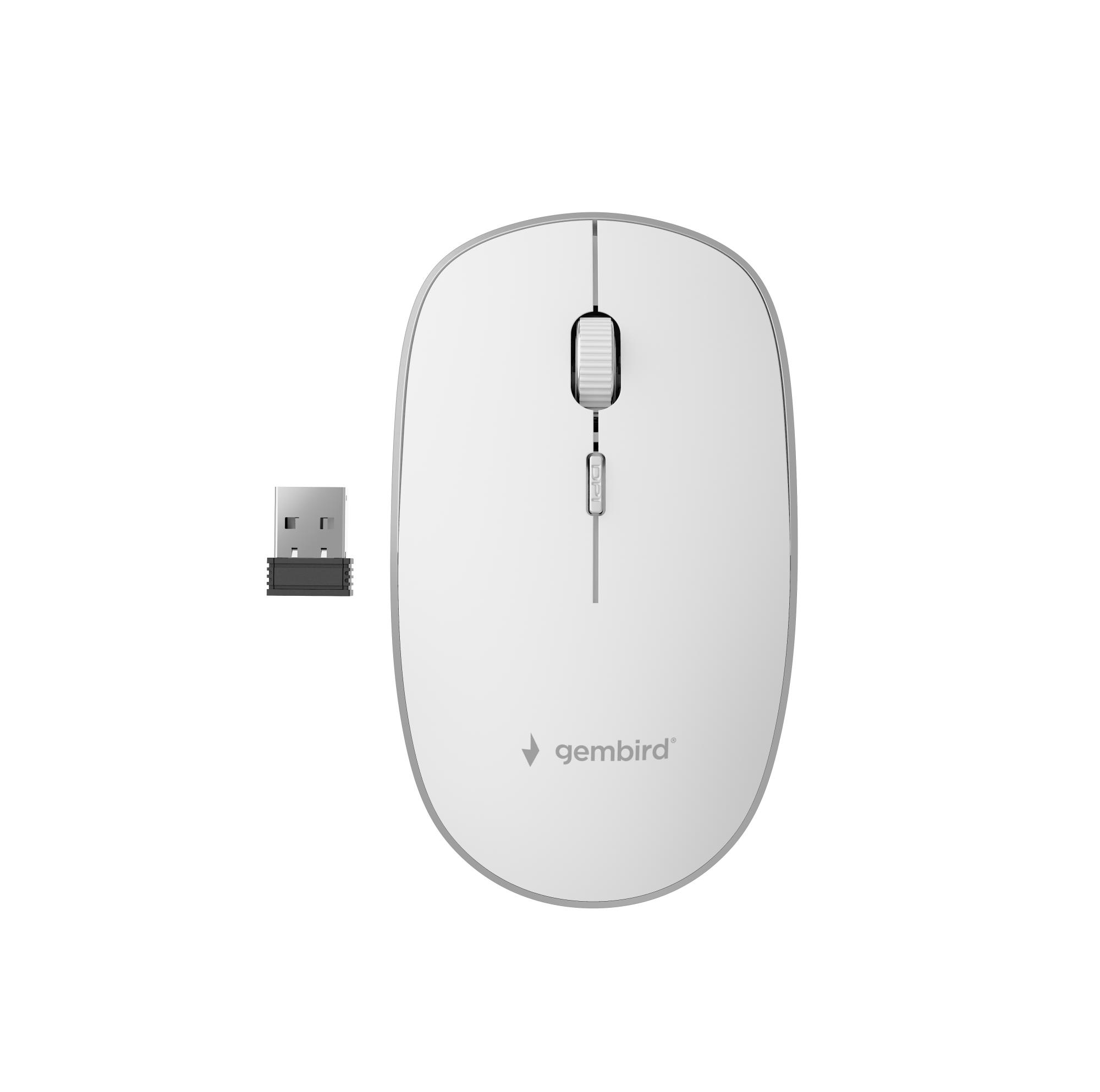 Gembird USB belaidė optinė pelė balta MUSW-4B-01-W