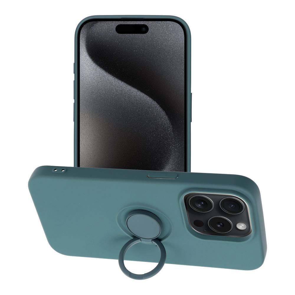 SILIKONINIS ŽIEDAS dėklas telefonui IPHONE 15 Pro žalias