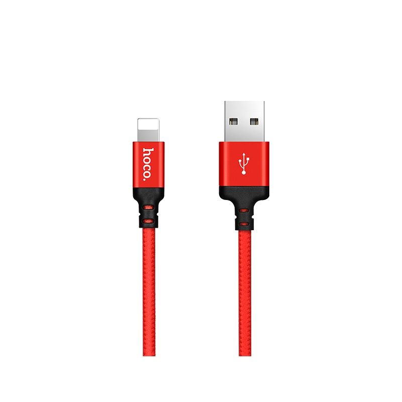 USB kabelis Hoco X14 Lightning, raudonas-juodas 1.0m