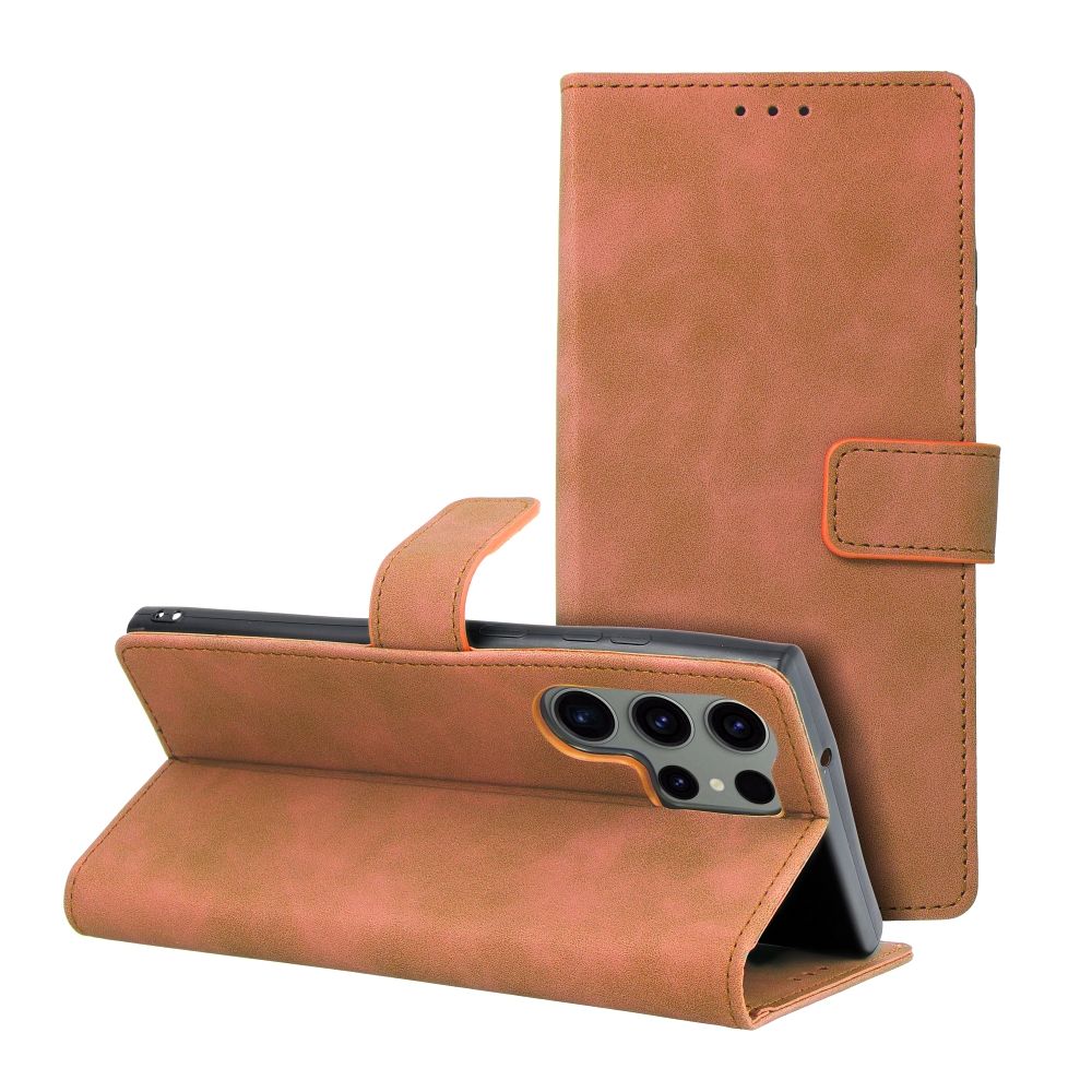 TENDER knygos tipo dėklas telefonui SAMSUNG S23 Ultra rudas