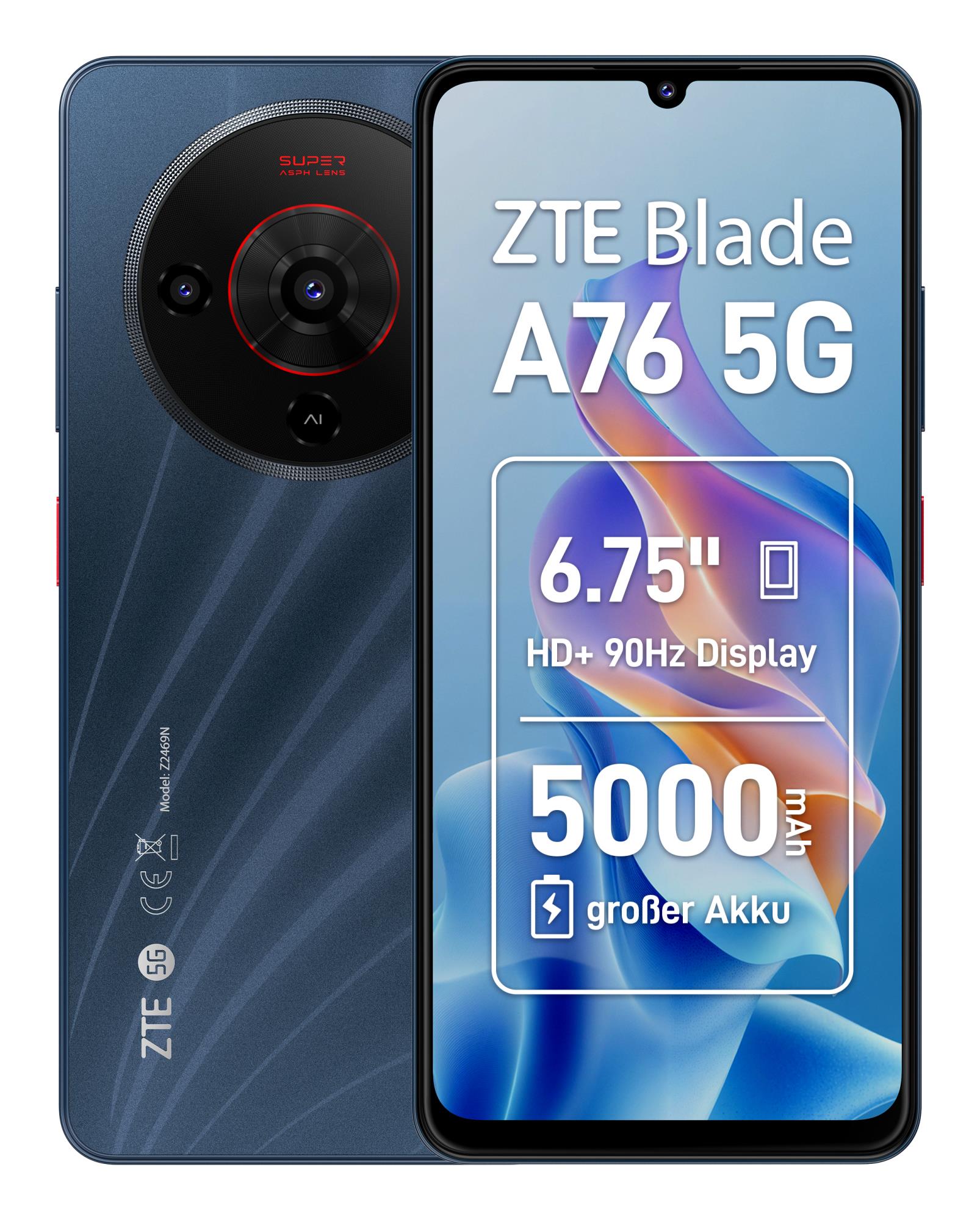 ZTE mobilusis telefonas Blade A76 5G 4/128GB juodas