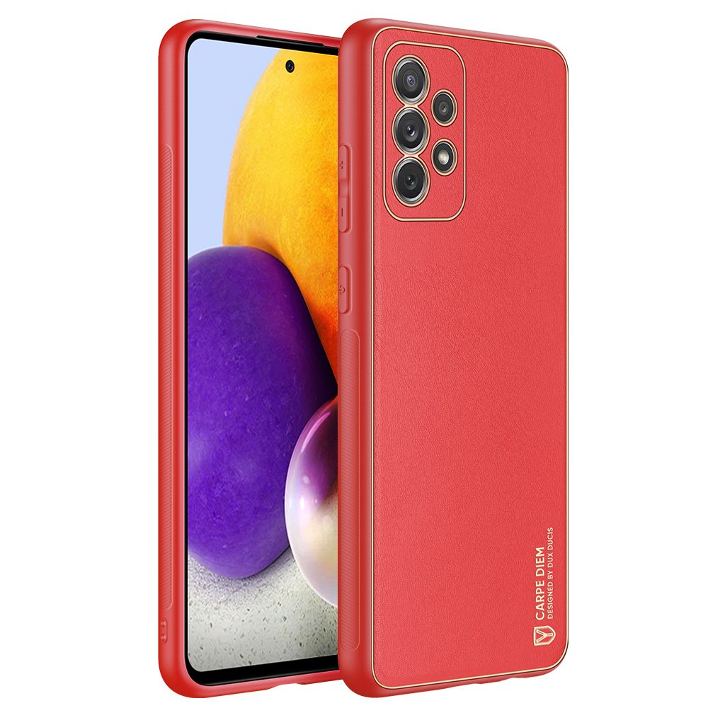 Dux Ducis Yolo elegantiškas dėklas pagamintas iš minkšto TPU ir PU odos Samsung Galaxy A72 4G raudonas