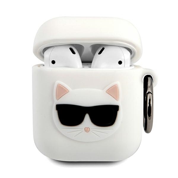 Karl Lagerfeld silikoninis Choupette dėklas AirPods 1/2 baltas