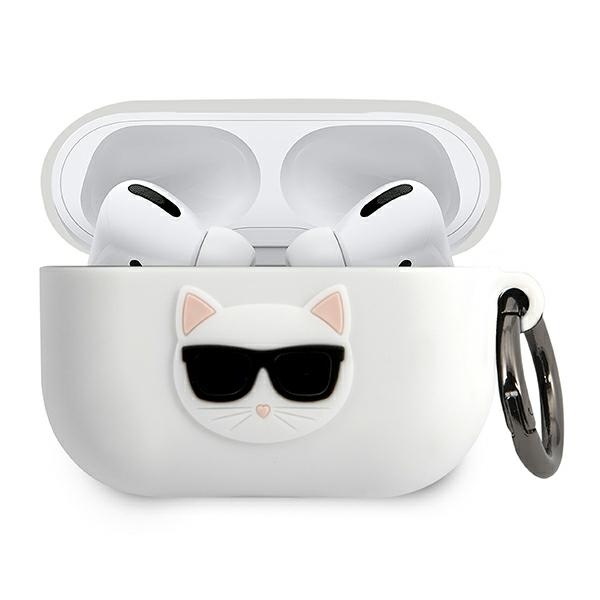 Karl Lagerfeld KLACAPSILCHWH AirPods Pro dėklas baltas Silicone Choupette