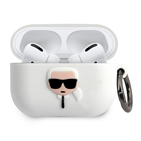 Karl Lagerfeld KLACAPSILGLWH AirPods Pro dėklas baltas Silicone Ikonik