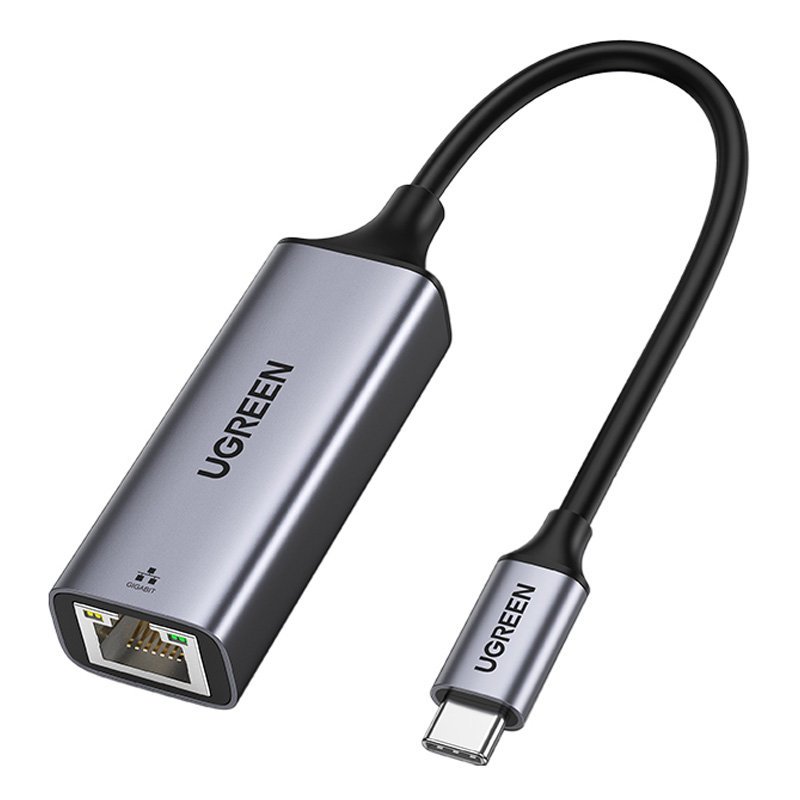 Ugreen išorinis tinklo adapteris RJ45 - USB Type C (1000 Mbps / 1 Gbps) Gigabit Ethernet pilkas (CM199)