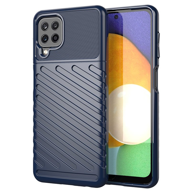 Thunder dėklas telefonui lankstus tvirtas atsparus TPU dėklas Samsung Galaxy A22 4G mėlynas