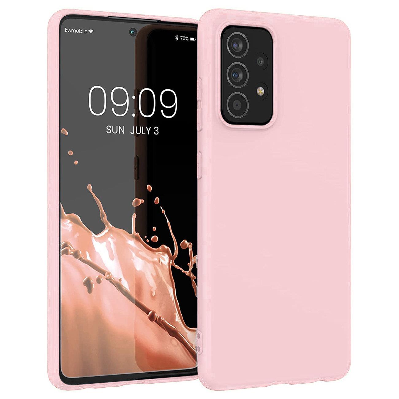 Silikoninis dėklas telefonui minkštas lankstus guminis dangtelis Samsung Galaxy A22 4G rožinis