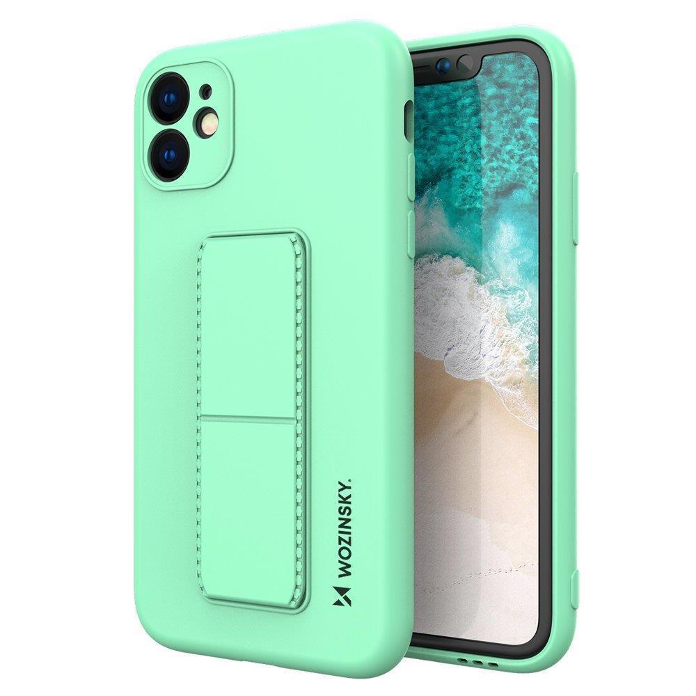 Wozinsky Kickstand dėklas silikoninis su laikikliu Samsung Galaxy A22 4G mėtinis