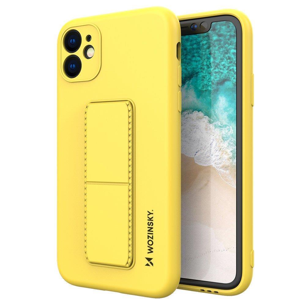 Wozinsky Kickstand dėklas silikoninis su laikikliu Samsung Galaxy A22 4G geltonas