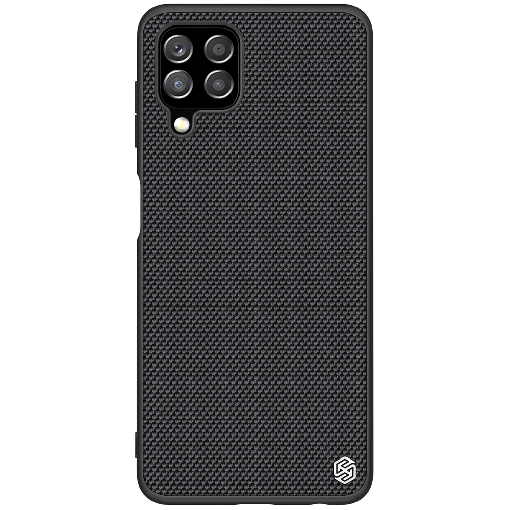 Nillkin Textured Case patvarus sustiprintas dėklas su geliniu rėmu ir nailono nugarėle Samsung Galaxy A22 4G juodas