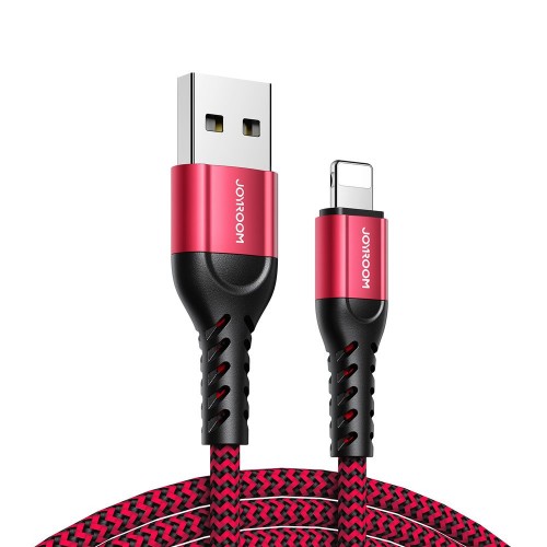 USB laidas Joyroom N10 raudonas Lightning (rinkinys 3 vnt.: 25cm / 120cm / 200cm)