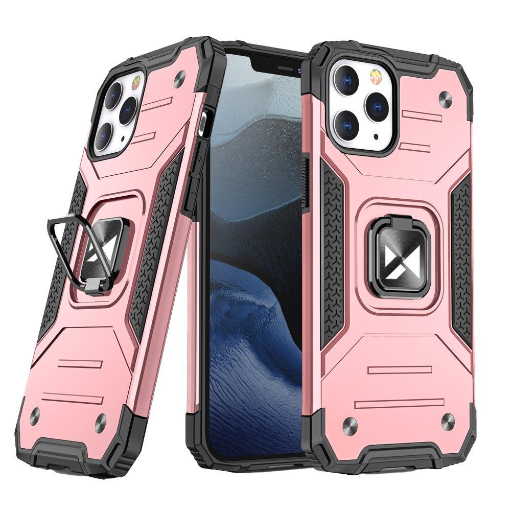 Wozinsky Ring Armor Case stovas tvirtas atsparus dėklas iPhone 13 rožinis auksas
