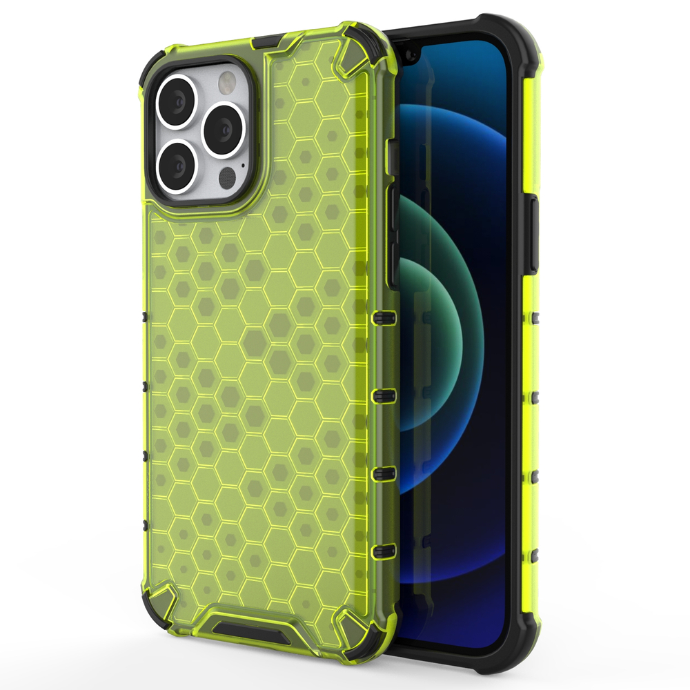 Honeycomb Case броневой чехол с TPU бампером для iPhone 13 Pro Max зелёный
