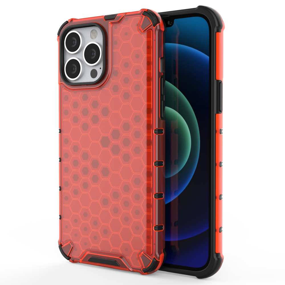 Honeycomb Case броневой чехол с TPU бампером для iPhone 13 Pro Max красный