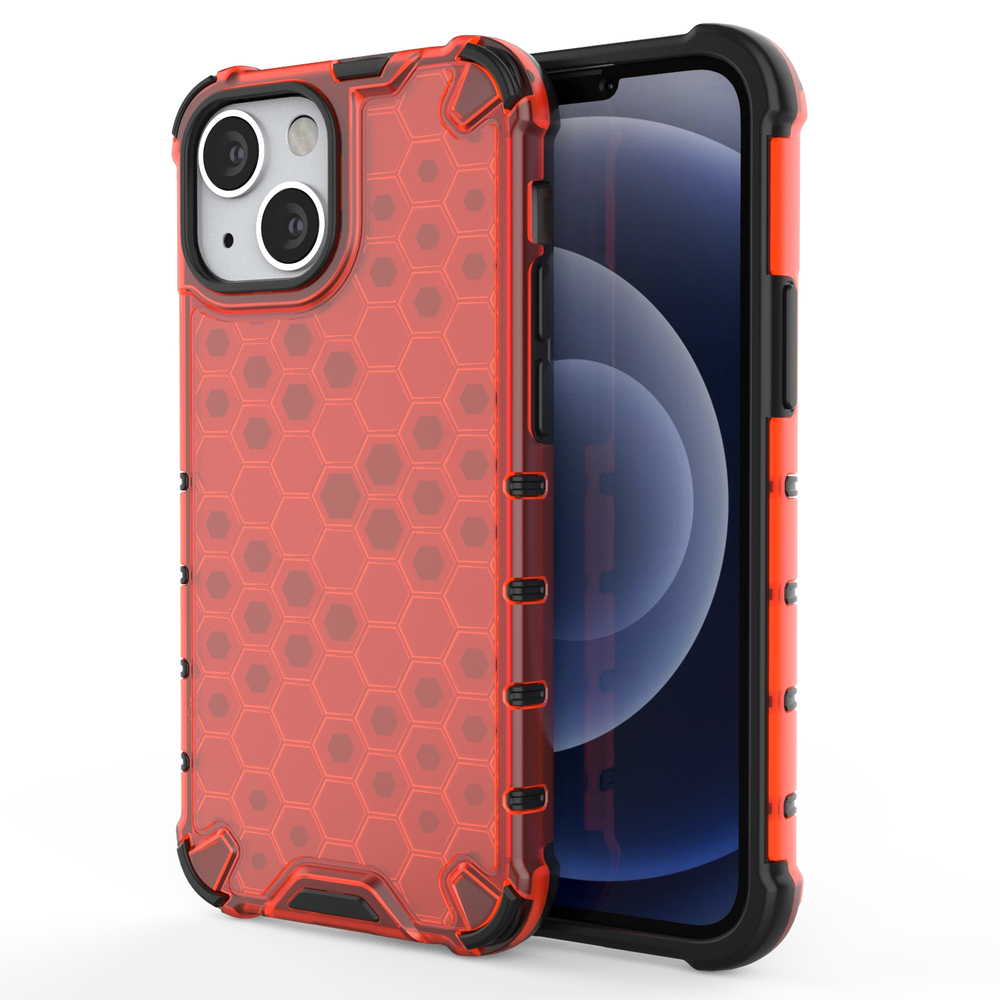 Honeycomb Case броневой чехол с TPU бампером для iPhone 13 mini красный