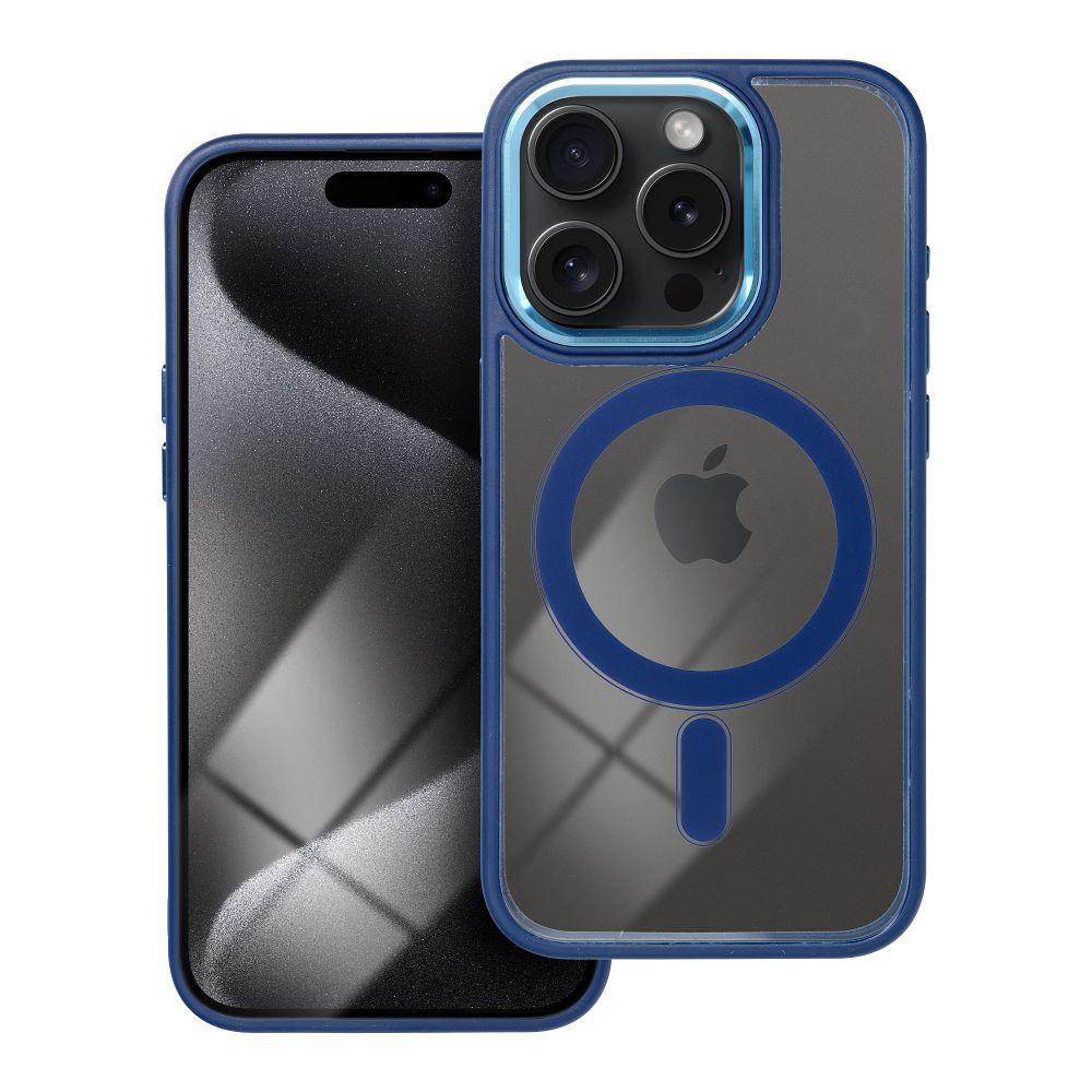 COLOR EDGE MAG COVER dėklas telefonui suderinamas su Magnetiniu IPHONE 15 Pro tamsiai mėlynas