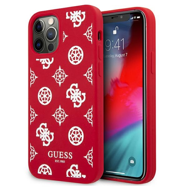 Guess GUHCP12LLSPEWRE iPhone 12 Pro Max 6.7" raudonas/raudonas kietas dėklas Peony kolekcija