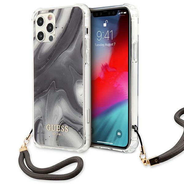 Guess Marble kolekcija iPhone 12 / iPhone 12 Pro dėklas - Pilkas
