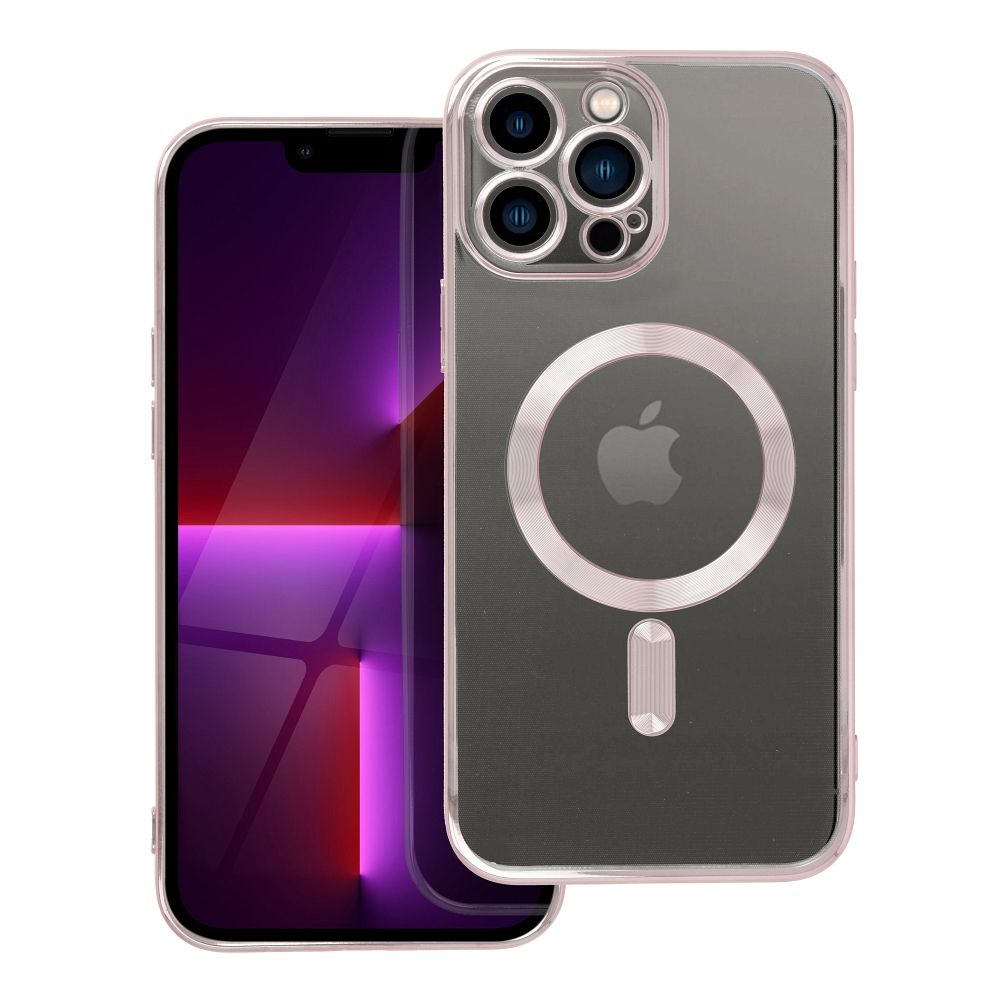 ELECTRO MAG COVER dėklas telefonui suderinamas su MagSafe iPhone 13 Pro Max rožinis auksas