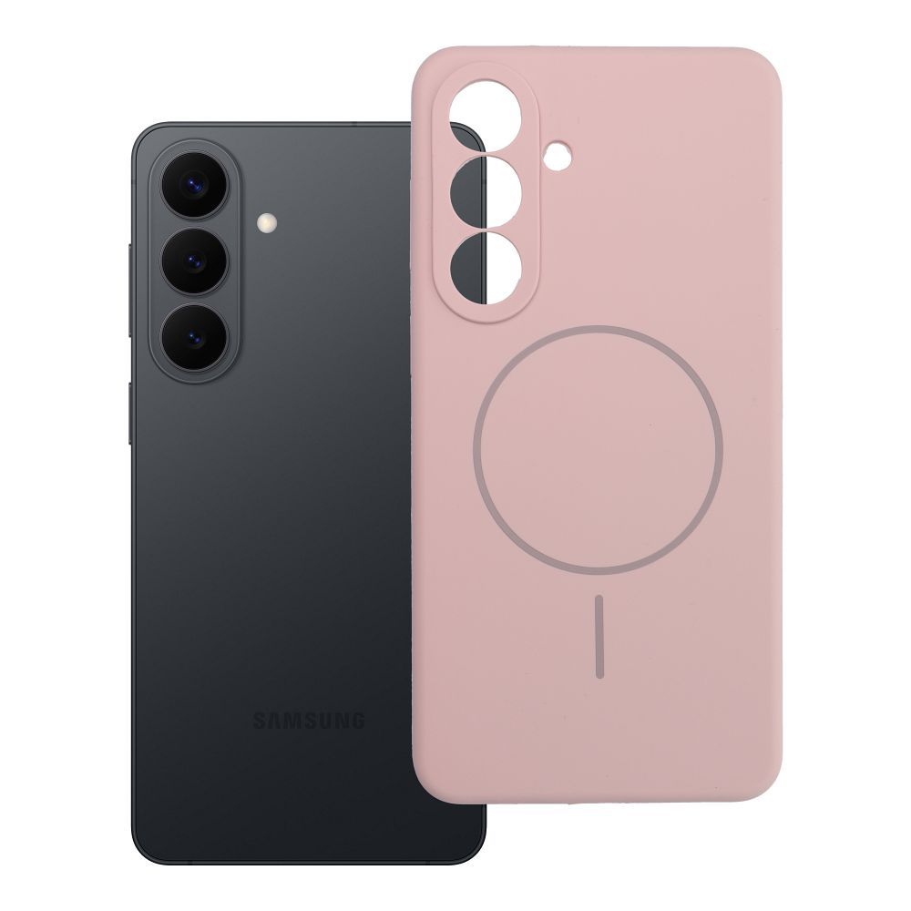 Silikoninis 2mm dėklas telefonui SAMSUNG S26 Plus, suderinamas su MagSafe, smėlio rožinės spalvos