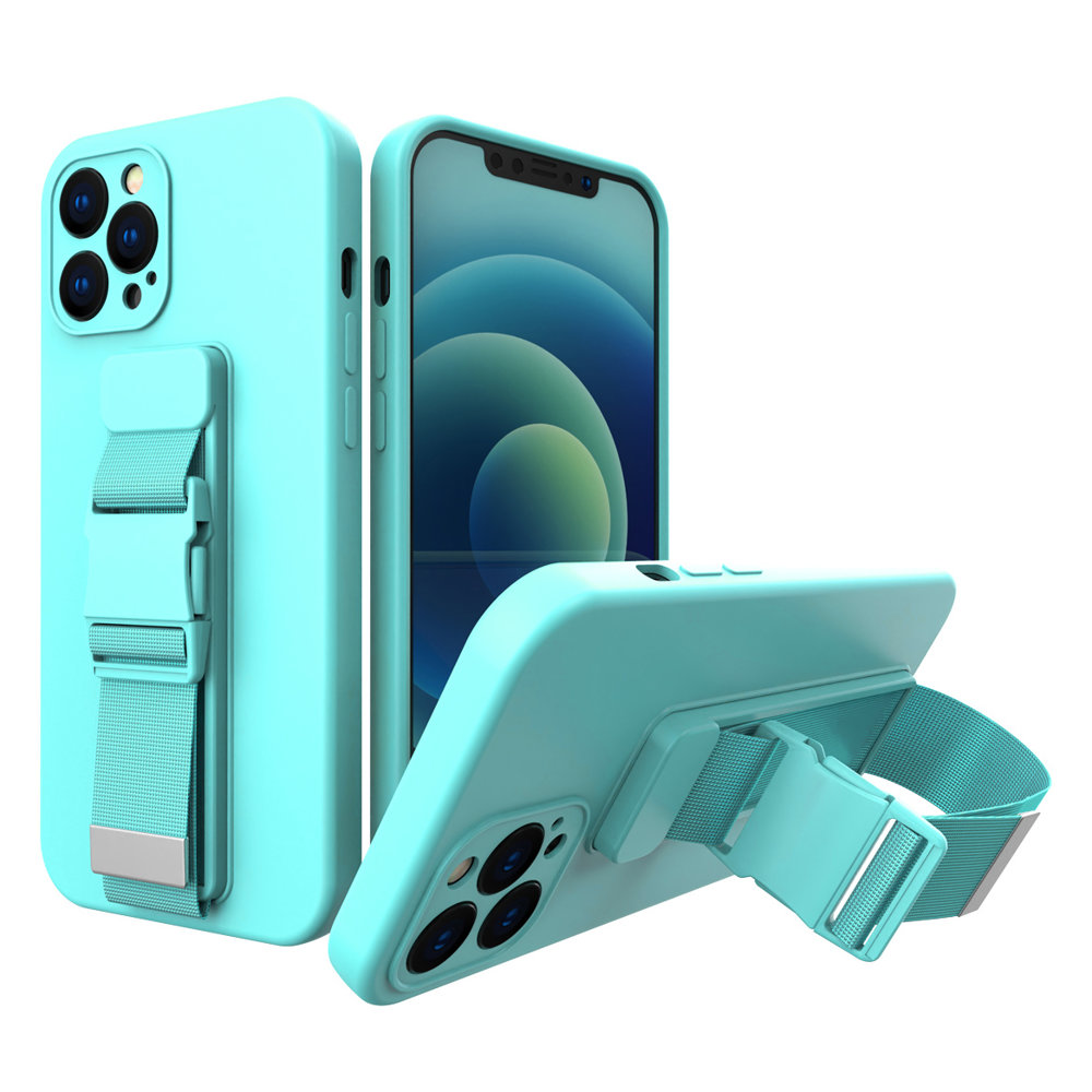 Dėklas telefonui gelinis su grandininė kilpa, iPhone 13 Pro Max šviesiai mėlynas