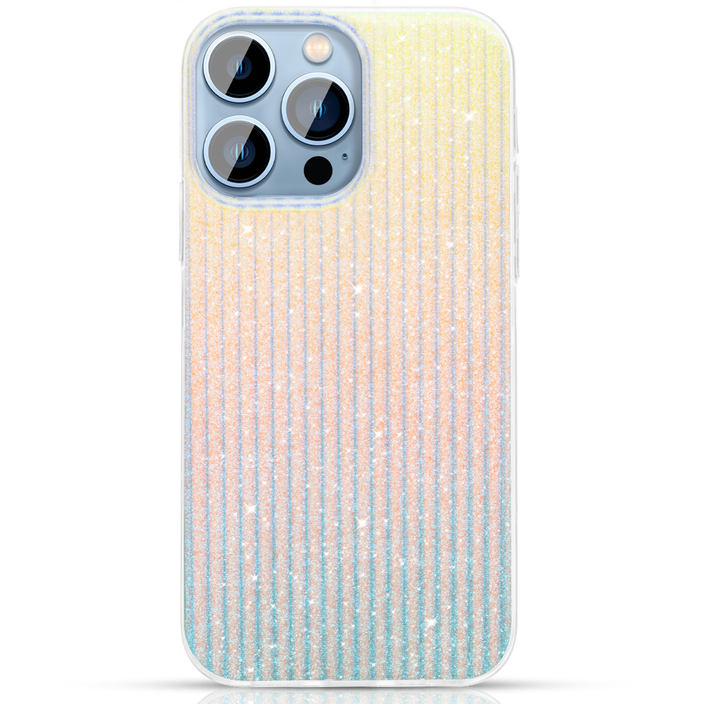 Kingxbar Travel Series prabangus elegantiškas dėklas telefonui iPhone 13 Pro mėlynas-oranžinis (Debesys)