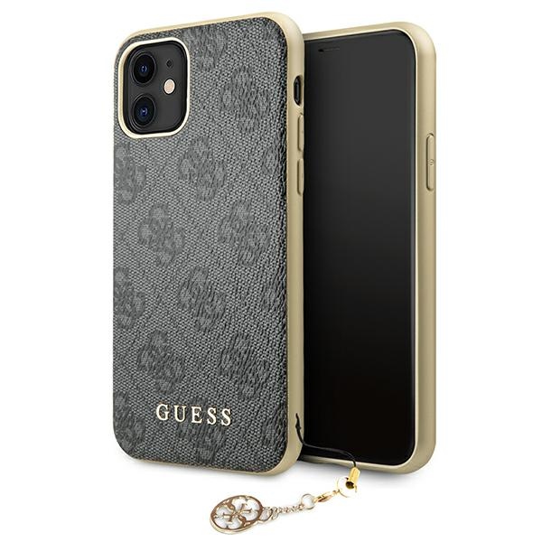 Guess GUHCN61GF4GGR iPhone 11 6.1" / Xr pilkas/pilkas kietas dėklas 4G Charms Collection