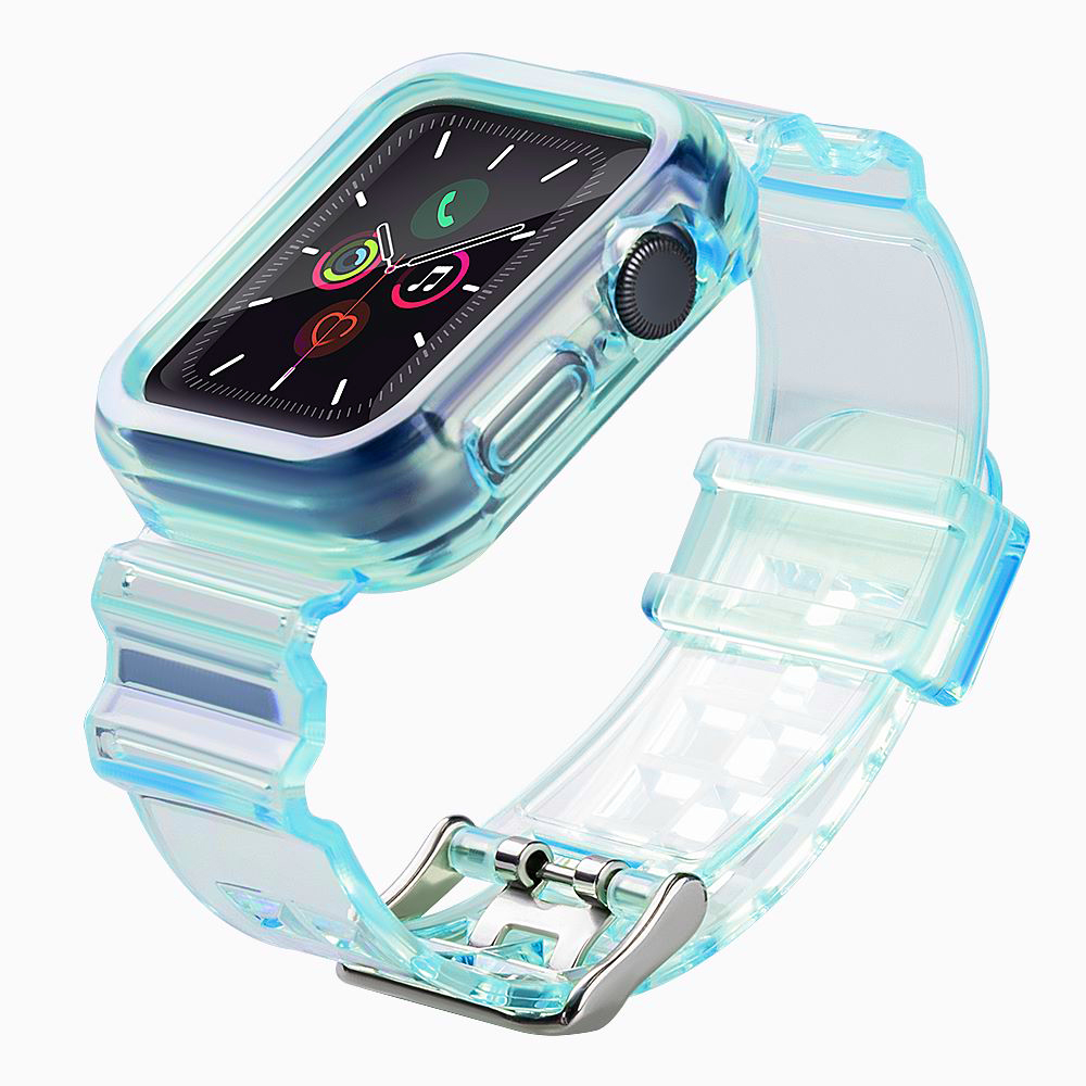 Силиконовый ремешок-браслет с чехлом Light Set для Apple Watch 38mm - синий