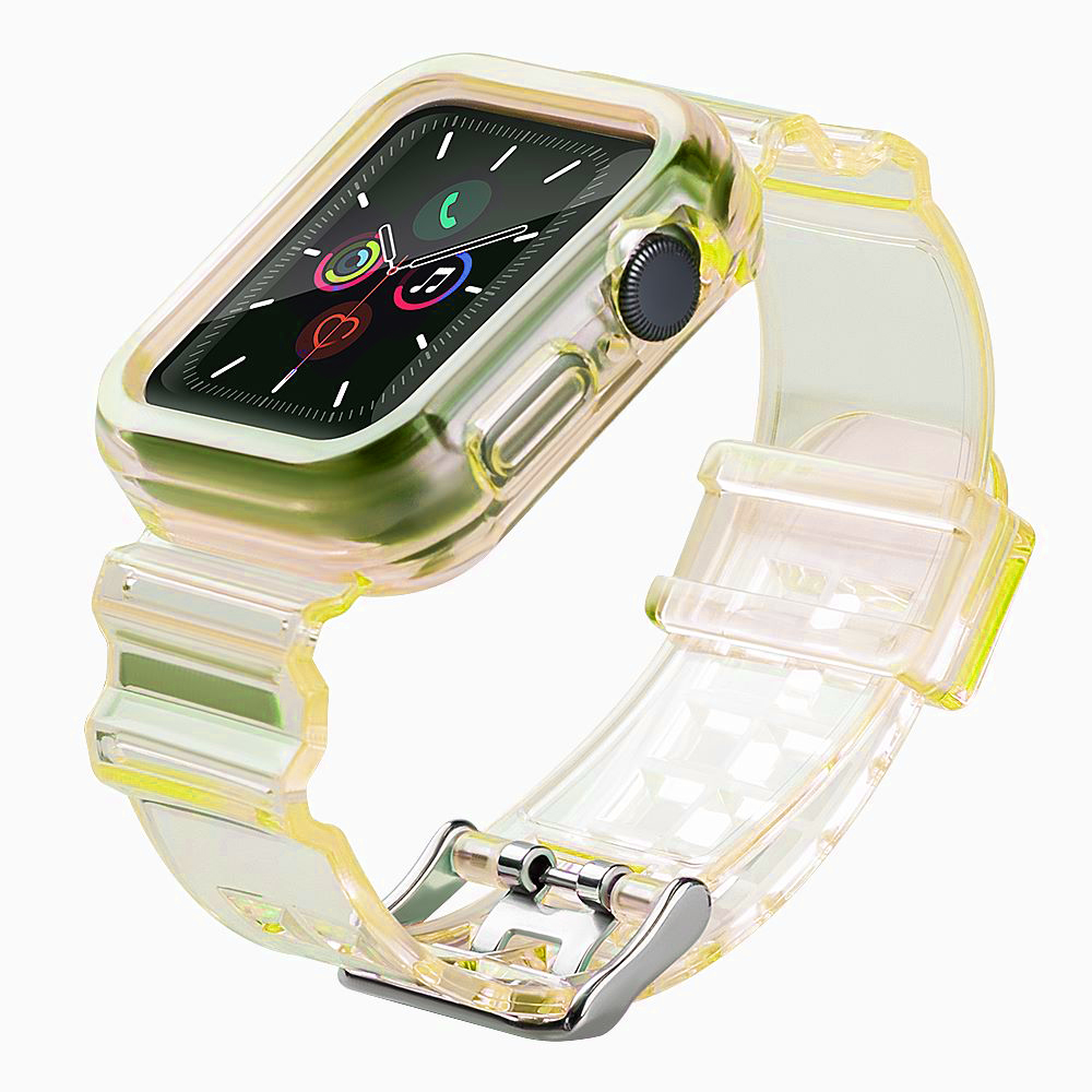Силиконовый ремешок-браслет с чехлом Light Set для Apple Watch 38mm - жёлтый