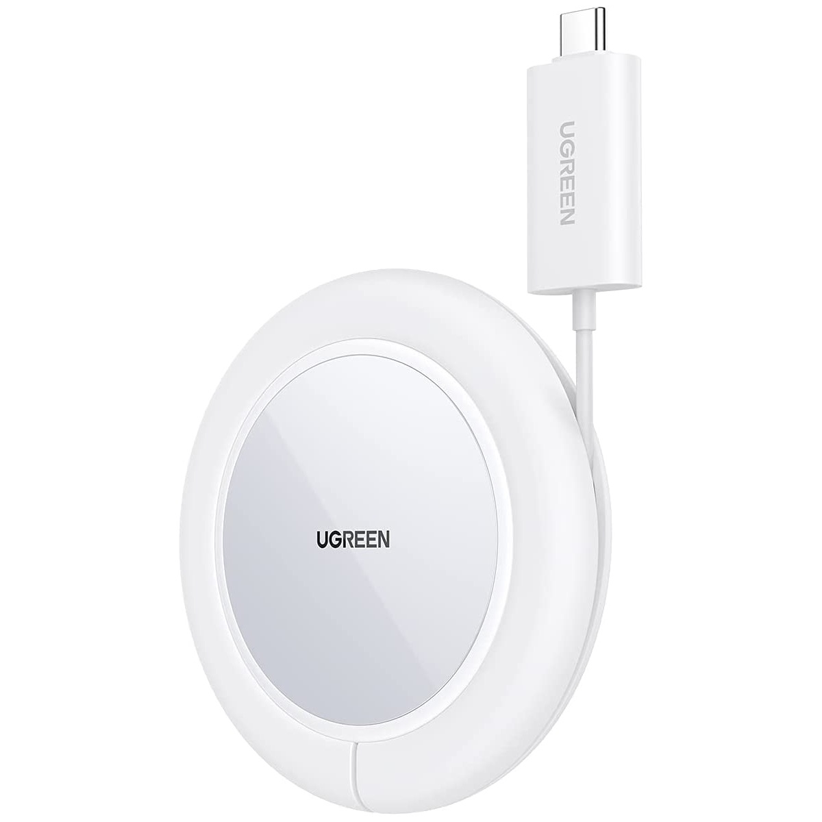 Ugreen CD245 40123 belaidis Qi / MagSafe įkroviklis 15W su USB-C laidu baltas