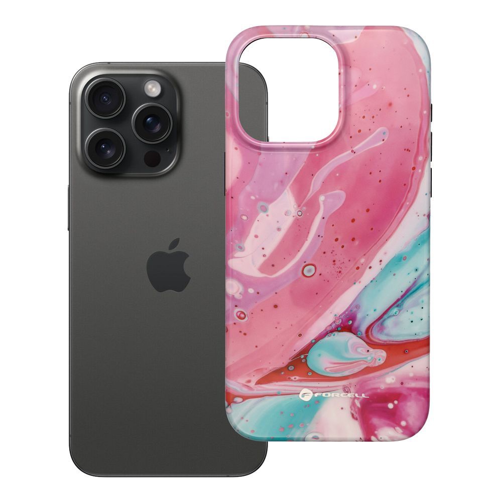 FORCELL F-PROTECT Mirage, karinio lygio dėklas su MagSafe, suderinamas su IPHONE 15 PRO MAX rožinis marmuras