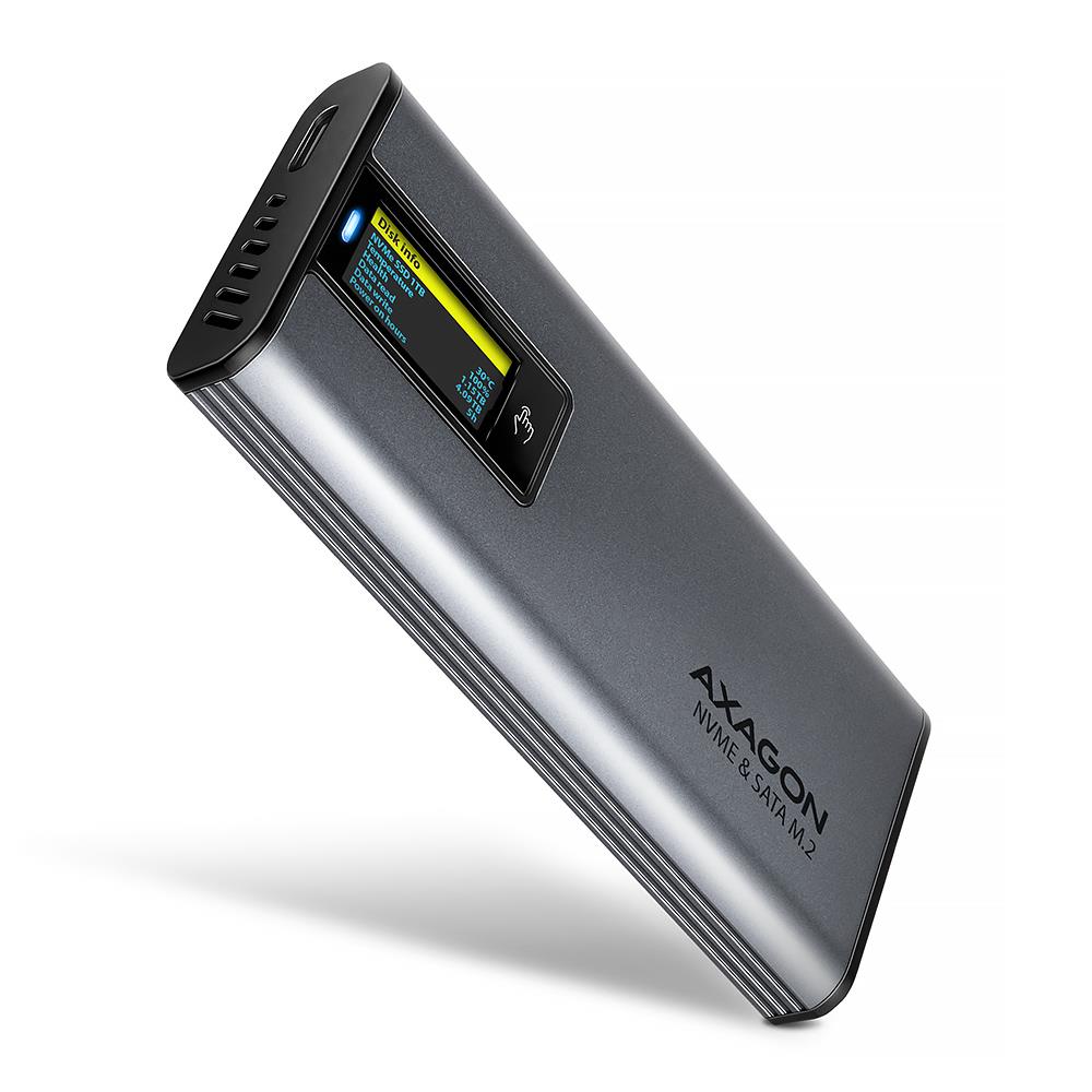 SSD disko dėžutė M.2 NVMe SATA USB3.2 EEM2-SD2 Axagon