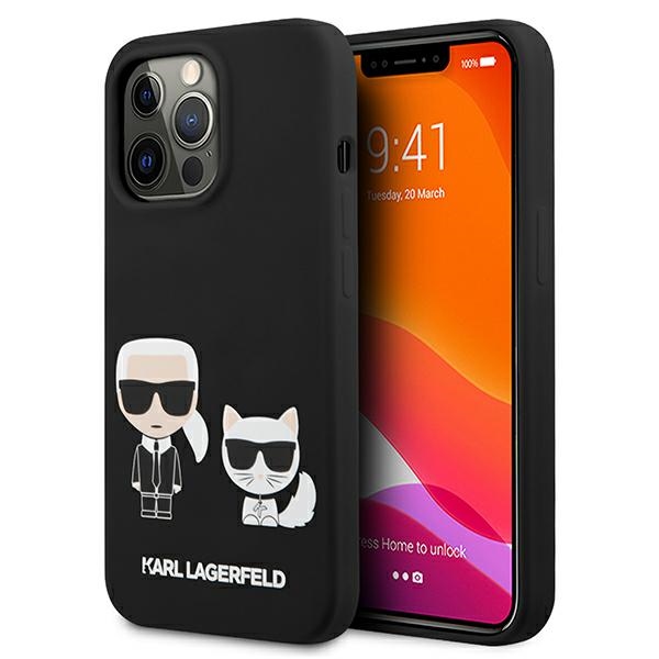 Karl Lagerfeld KLHCP13LSSKCK iPhone 13 Pro / iPhone 13 6.1 juodas Silikoninis dėklas Karl & Choupette