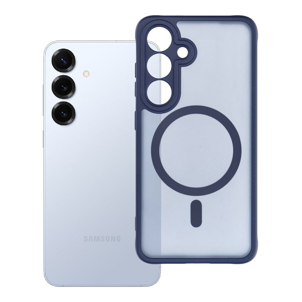 FULL MATTE MAG COVER dėklas telefonui suderinamas su MagSafe Samsung S25 mėlyna