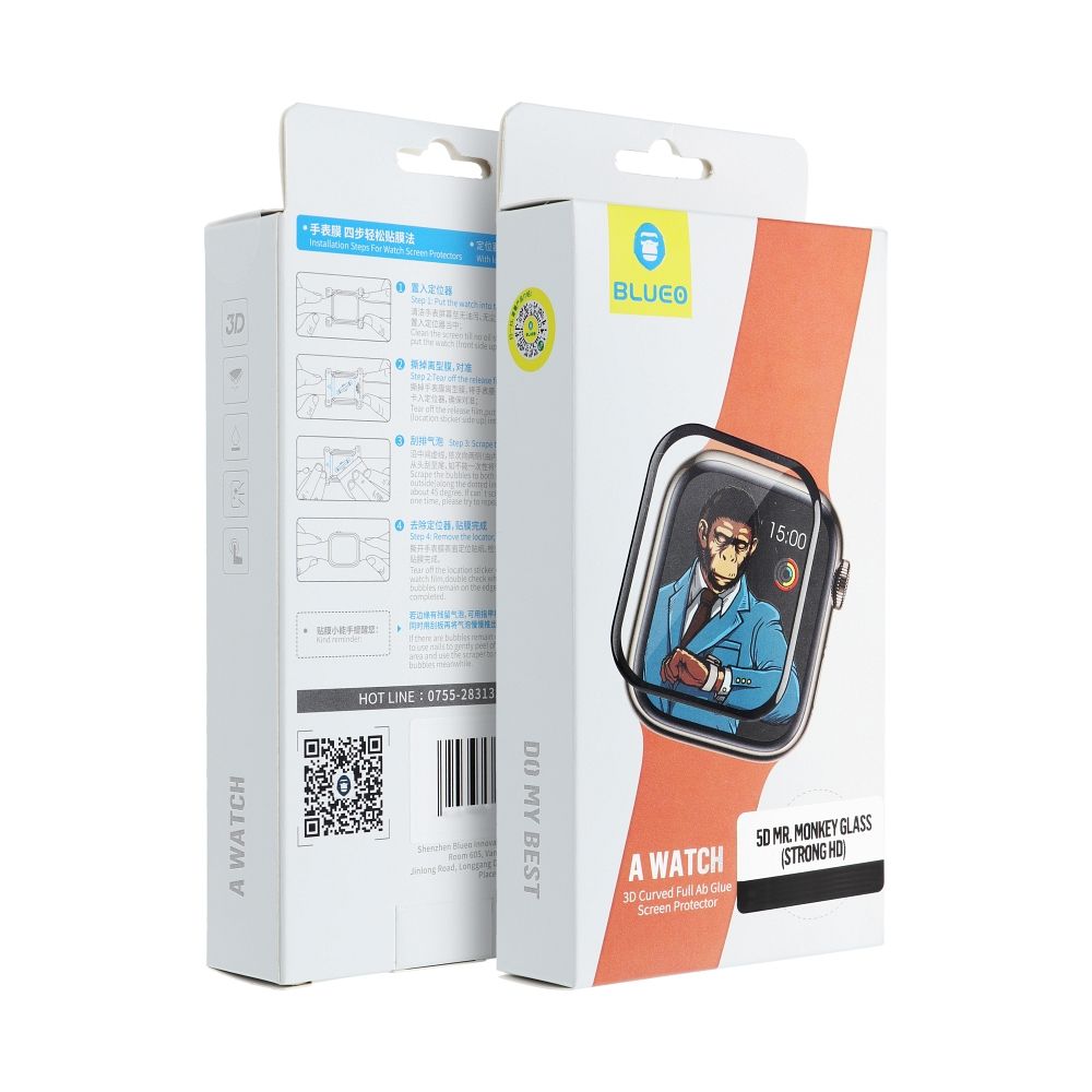5D Mr. Monkey Apsauginis stiklas - Apple Watch SE / SE 2 / SE 3 40MM juodas (Strong HD)