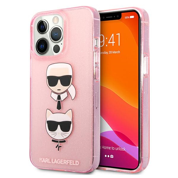 Karl Lagerfeld KLHCP13LKCTUGLP iPhone 13 Pro / 13 6,1\" Dėklas telefonui - rožinis Glitter Karl's & Choupette